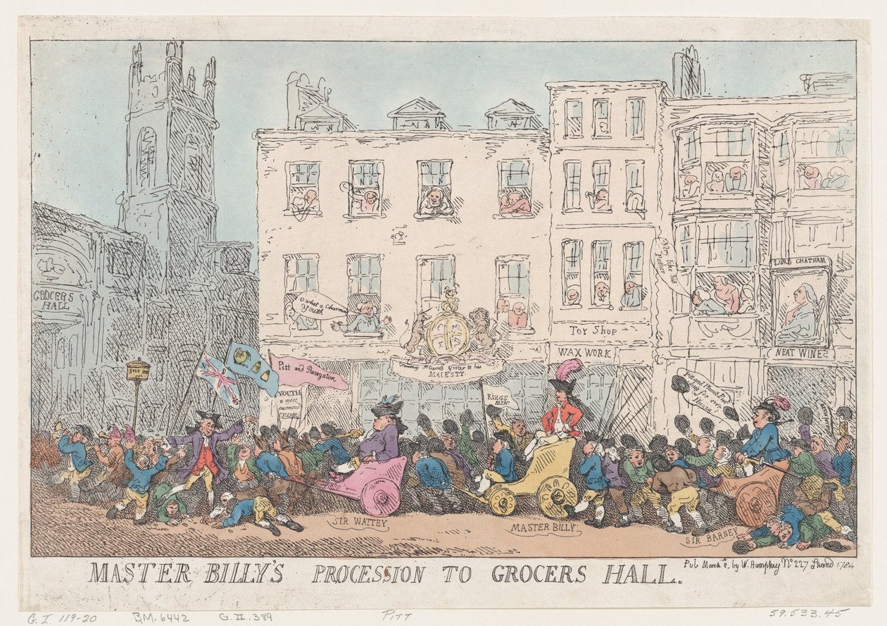 Procissão do Mestre Billy para Grocers Hall, 8 de março de 1784., 8 de março de 1784. de Thomas Rowlandson