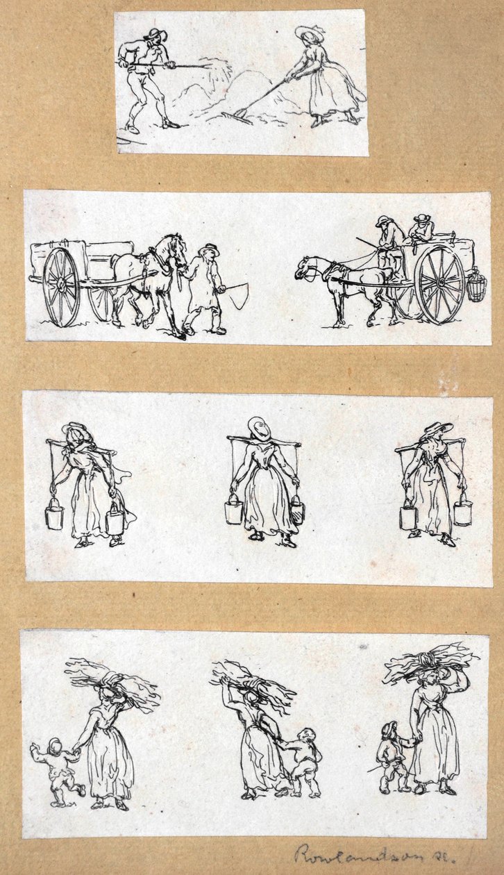 Estudos em miniatura (água-forte) de Thomas Rowlandson