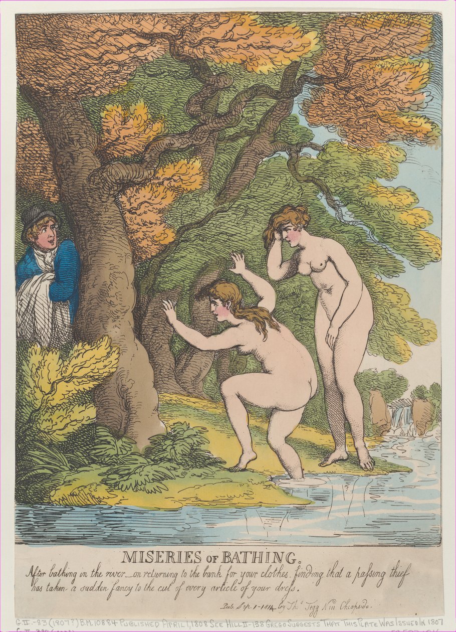 Miséries of Bathing, [1º de abril de 1808], reeditado em setembro..., [1º de abril de 1808], reeditado em 1º de setembro de 1814. de Thomas Rowlandson