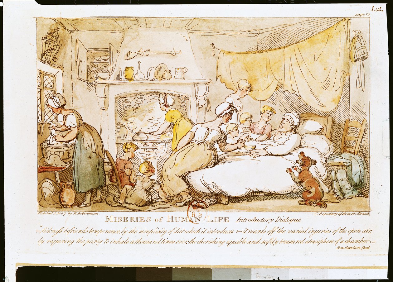 Miseries of Human Life: Diálogo Introdutório, publicado por R. Ackermann, 1807 de Thomas Rowlandson