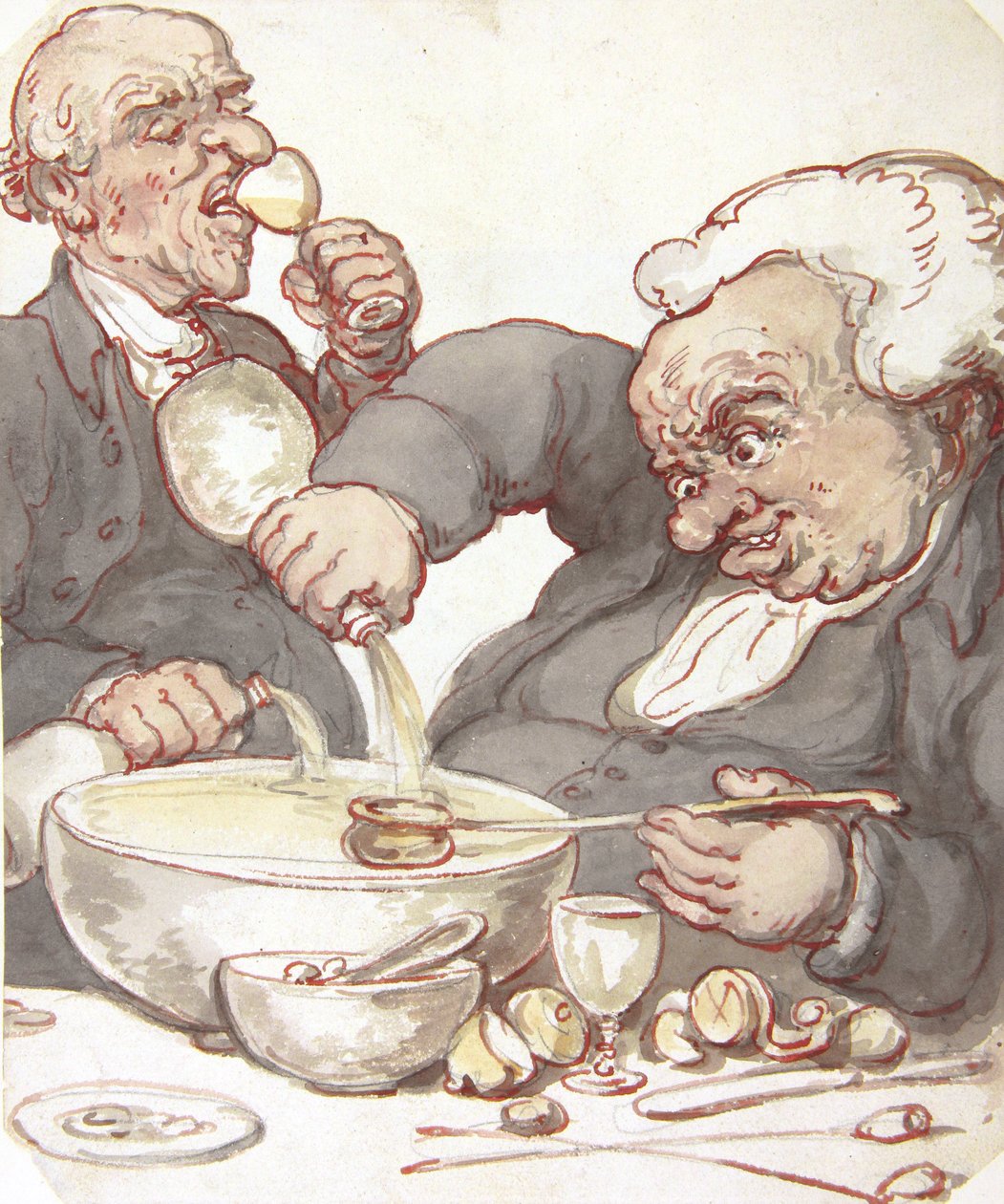 Misturar o Punch (tinta e aguarela com lápis) de Thomas Rowlandson