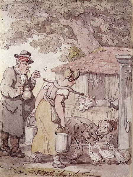Molly Moggs e o Vigário (caneta e tinta, aguarela) de Thomas Rowlandson