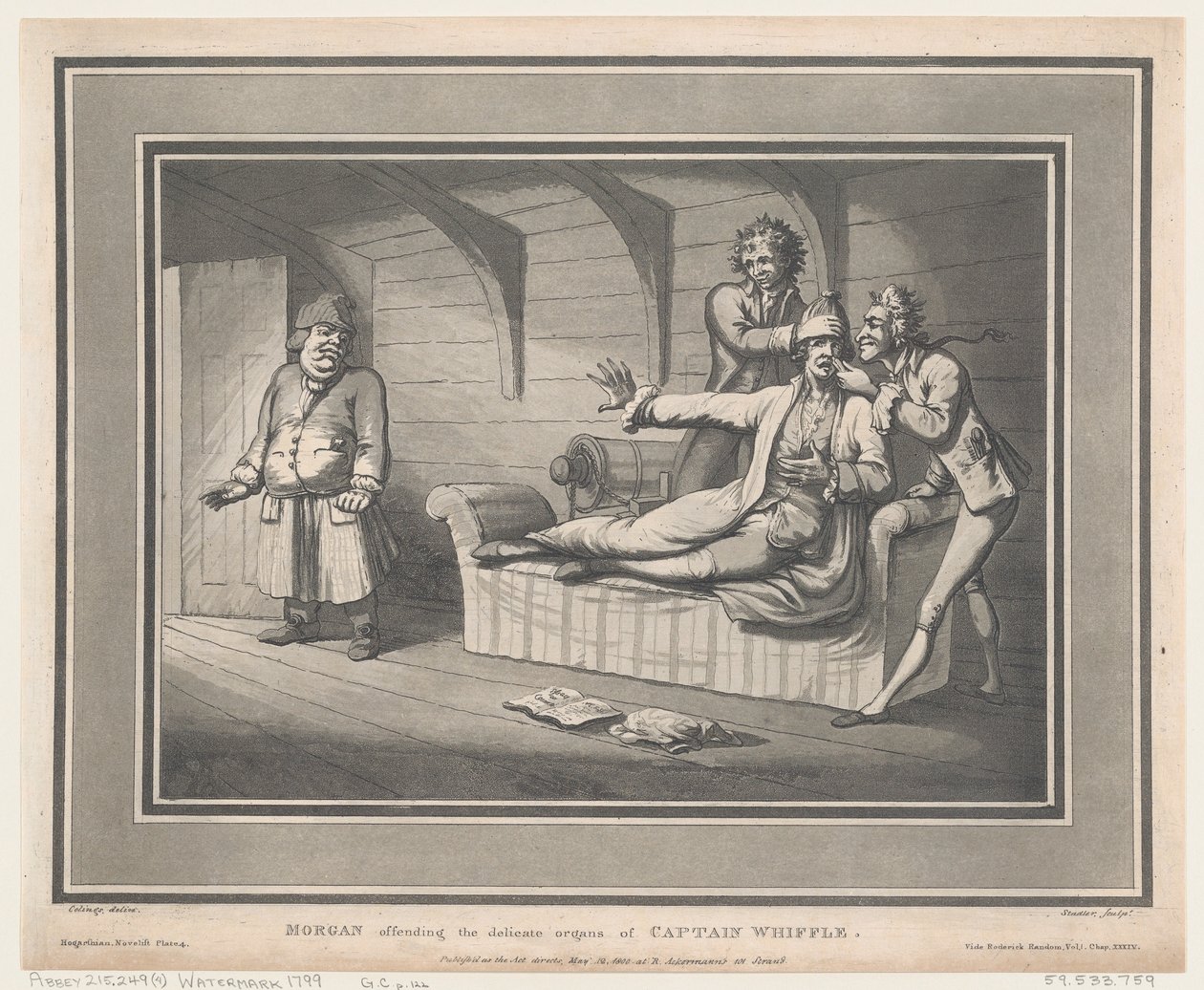 Morgan ofendendo os órgãos delicados do capitão Whiffle, 12 de maio de 1800., 12 de maio de 1800. de Thomas Rowlandson