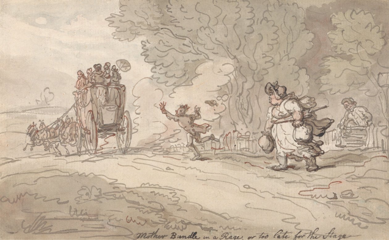A mãe enfurecida ou Já é tarde demais para subir ao palco de Thomas Rowlandson