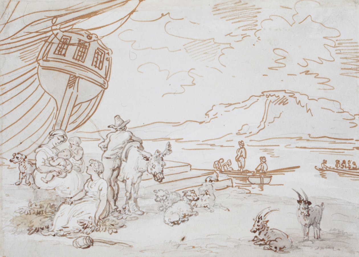 Mãe e filhos à beira-mar de Thomas Rowlandson