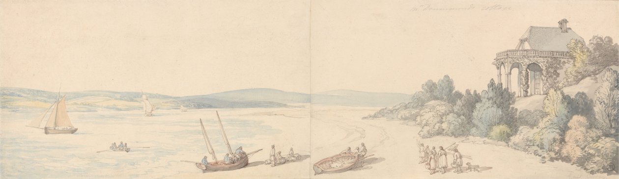 A Casa de Campo do Sr. Drummond, East Cowes, Ilha de Wight de Thomas Rowlandson