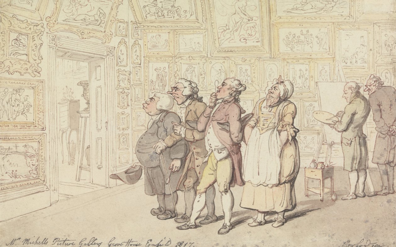 Galeria de Pinturas do Sr. Michell, Grove House, Enfield, 1817 de Thomas Rowlandson