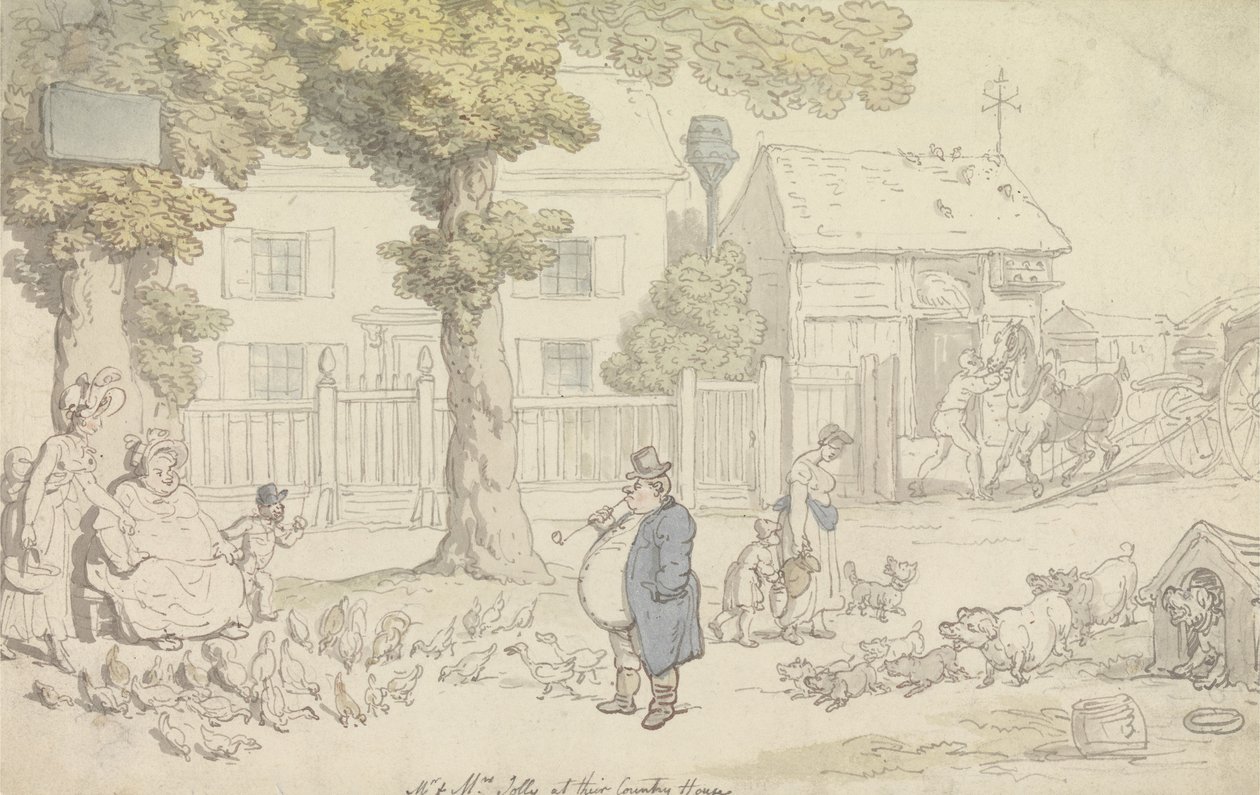 O Sr. e a Sra. Jolly na sua casa de campo de Thomas Rowlandson