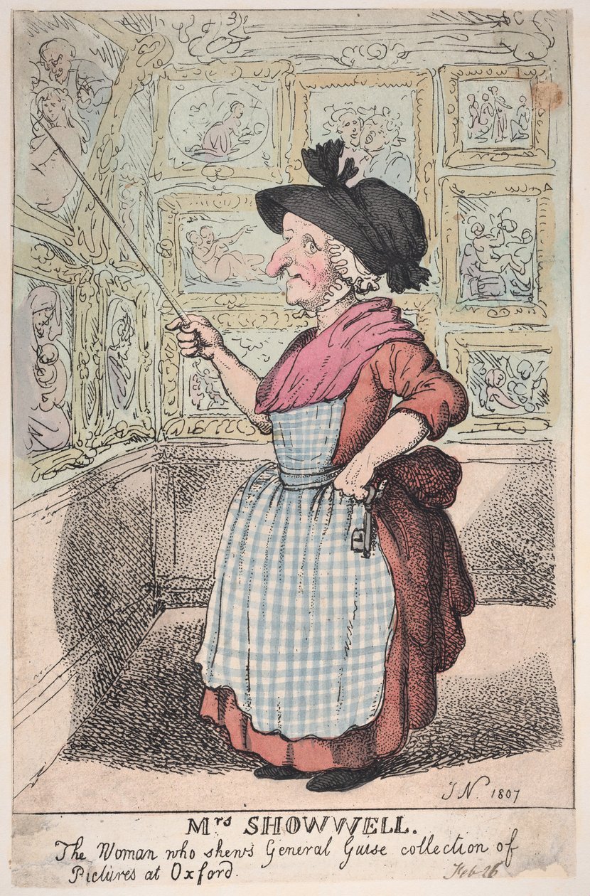 Sra. Showell, a Mulher que mostra a Coleção de Quadros do General Guise em O..., 26 de fevereiro de 1807. de Thomas Rowlandson