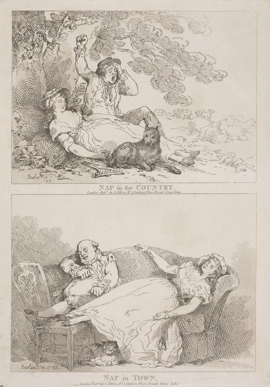 Sesta no campo - Sesta na cidade de Thomas Rowlandson