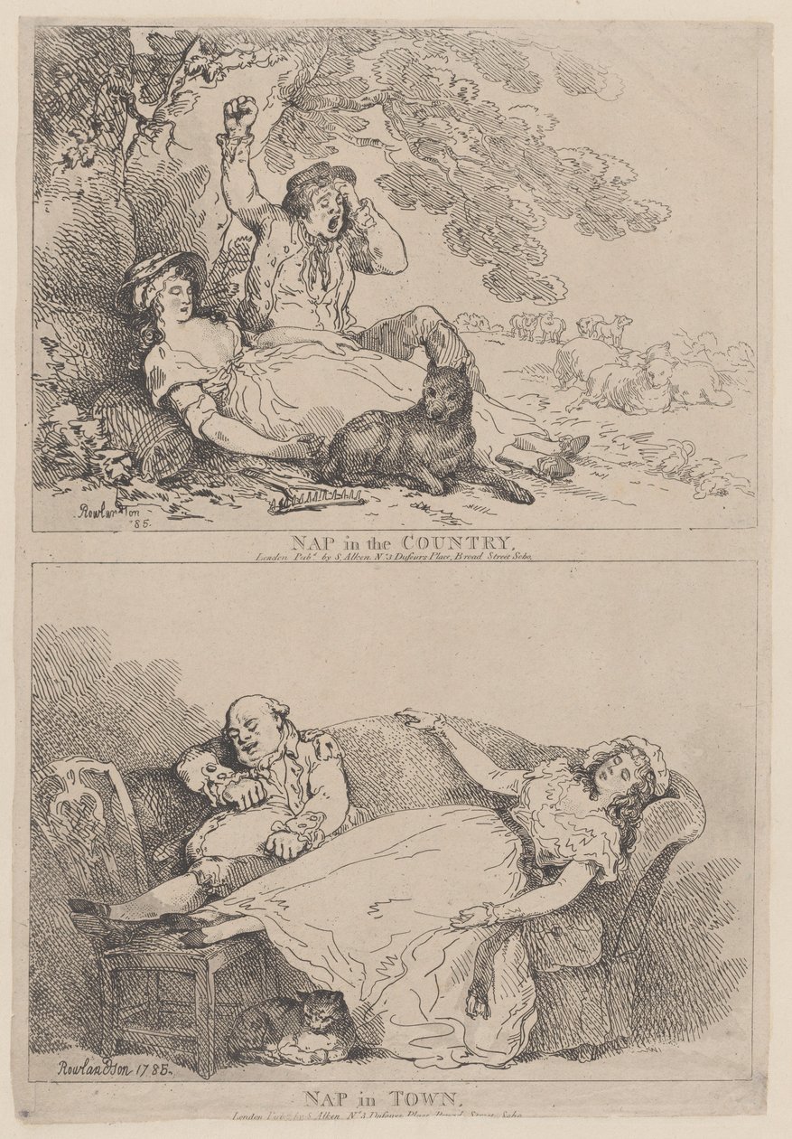 Cochilo no campo, cochilo na cidade, 1785., 1785. de Thomas Rowlandson