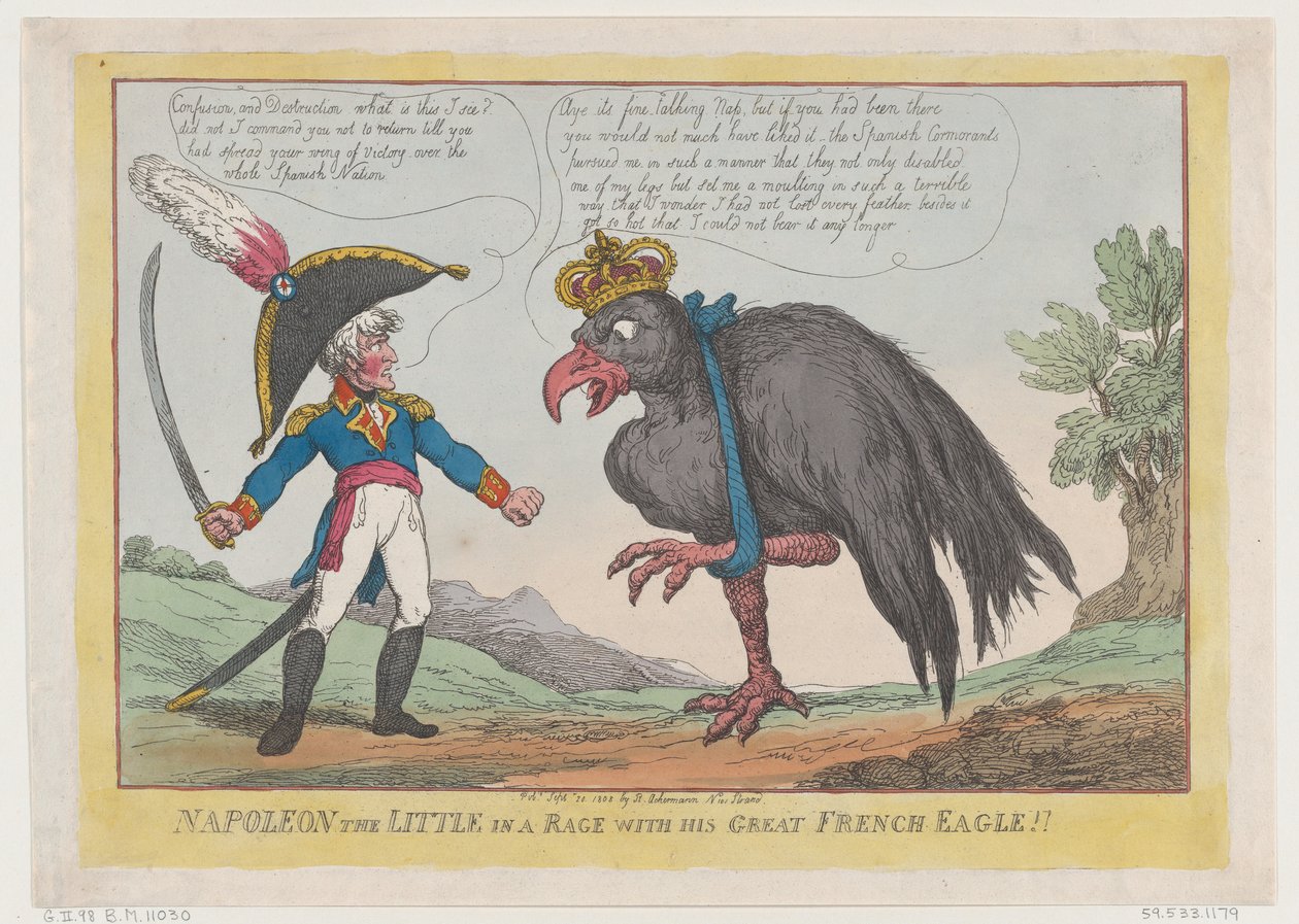 Napoleon The Little in a Rage com sua grande águia francesa !!, 20 de setembro de 1808., 20 de setembro de 1808 de Thomas Rowlandson