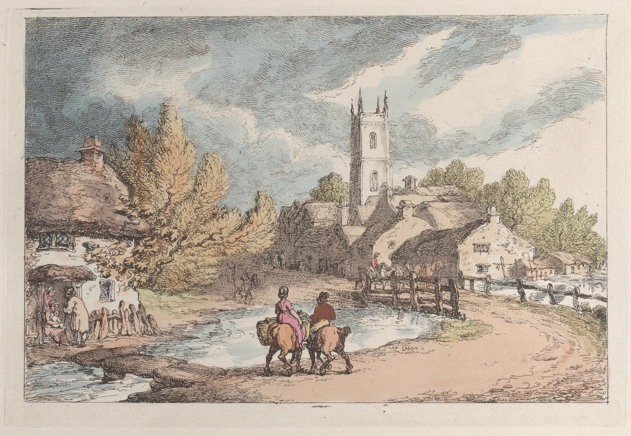 Perto de Helston, na Cornualha, extraído de «Views in Cornwall» de Thomas Rowlandson