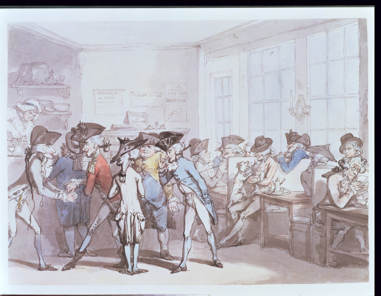 No.1732 Uma casa de café francesa (caneta e tinta, wc) de Thomas Rowlandson