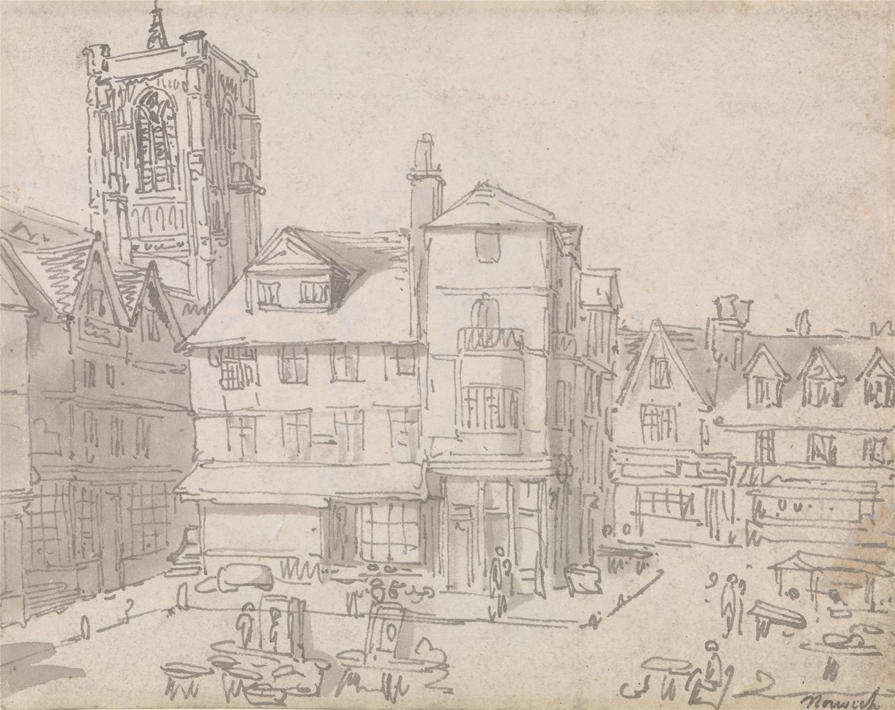 Praça do Mercado de Norwich de Thomas Rowlandson