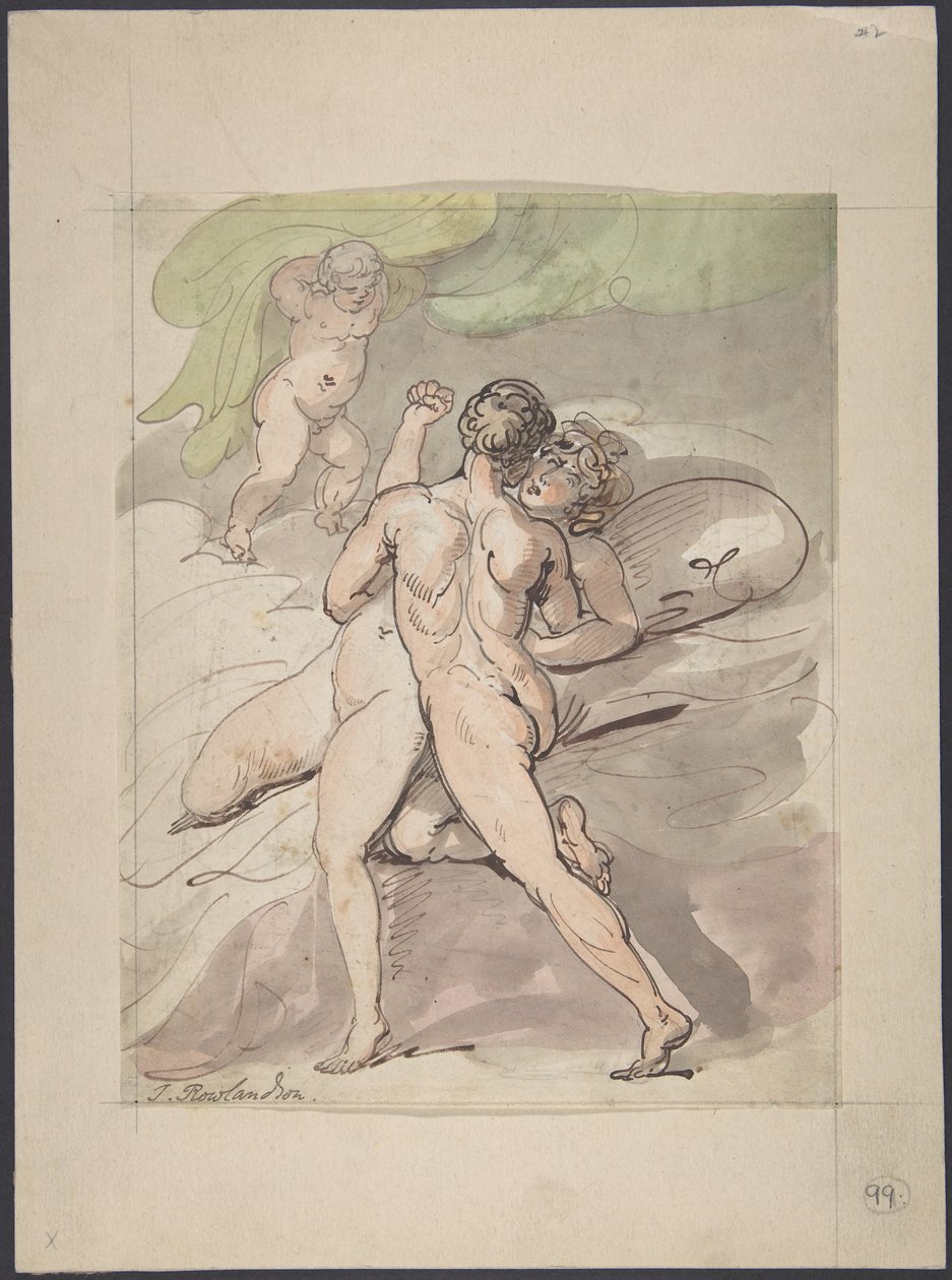 Casal nu a abraçar-se de Thomas Rowlandson
