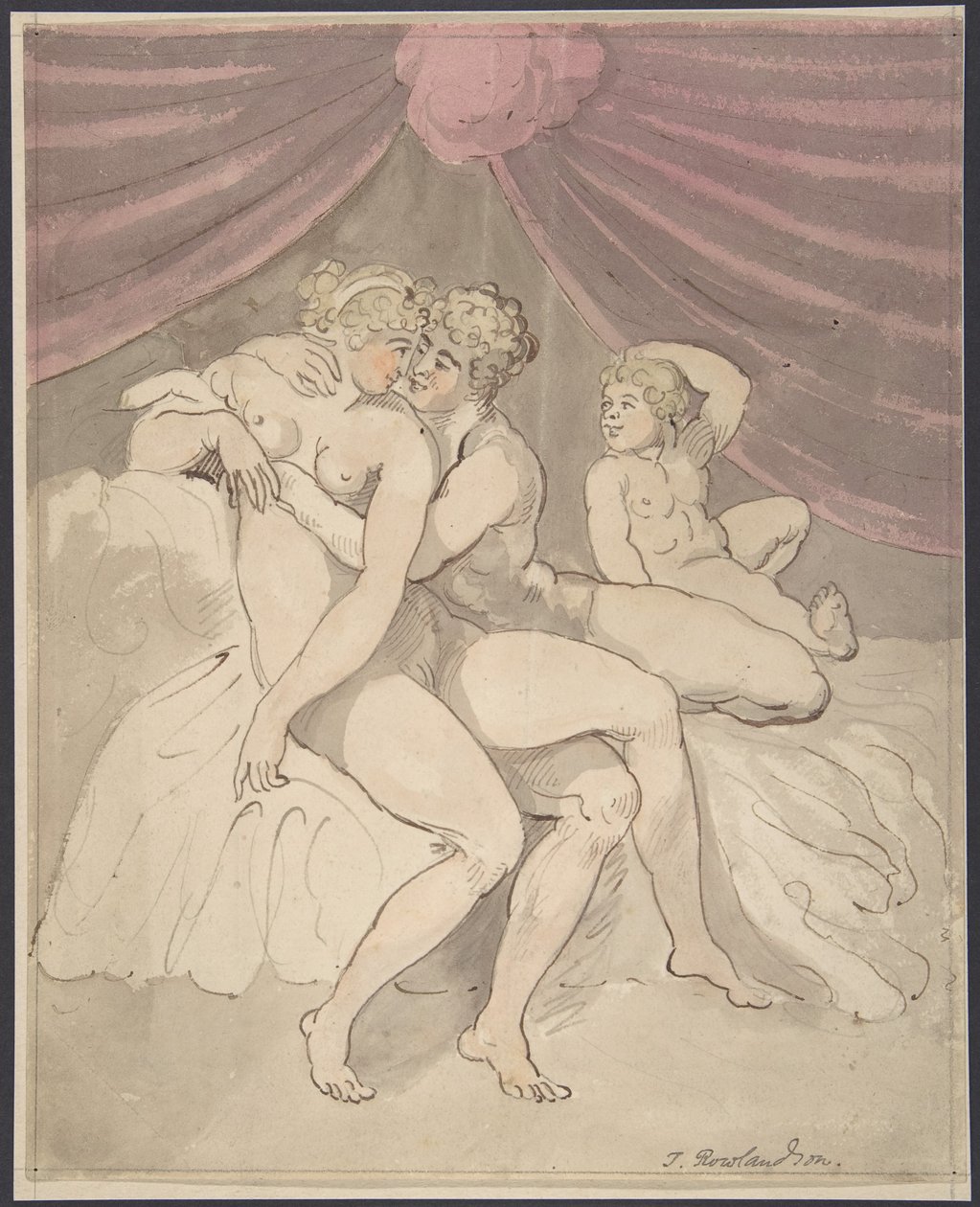 Casal nu a abraçar-se de Thomas Rowlandson