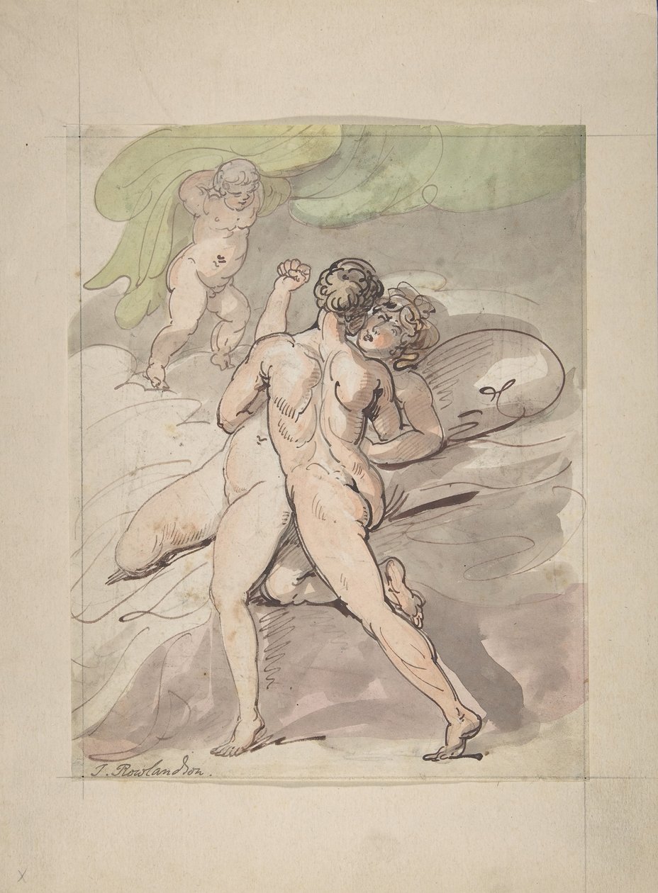 Casal nu abraçando, 1780-1827. de Thomas Rowlandson
