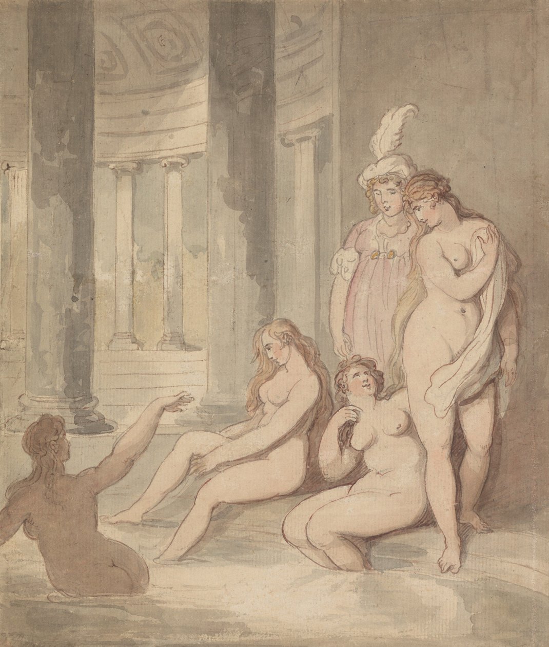 Ninfas num banho romano de Thomas Rowlandson