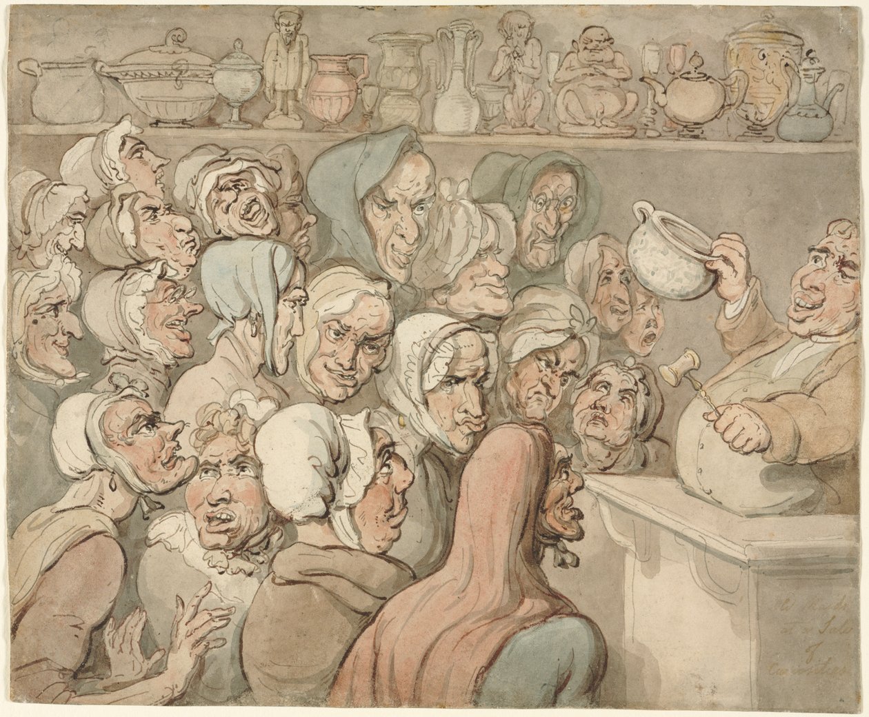 Velhas empregadas em uma venda de curiosidades de Thomas Rowlandson