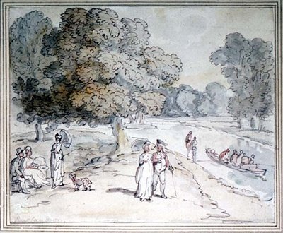 Sobre o Tamisa (caneta e tinta, aguarela) de Thomas Rowlandson