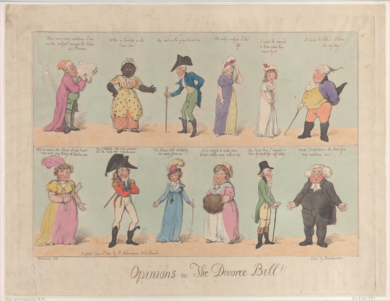 Opiniões sobre The Divorce Bill!!, 2 de junho de 1800., 2 de junho de 1800. de Thomas Rowlandson