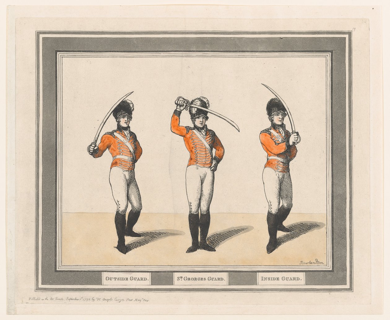 Guarda Exterior, Guarda St. Georges, Guarda Interior, 1 de Setembro de 1798., 1 de Setembro de 1798. de Thomas Rowlandson