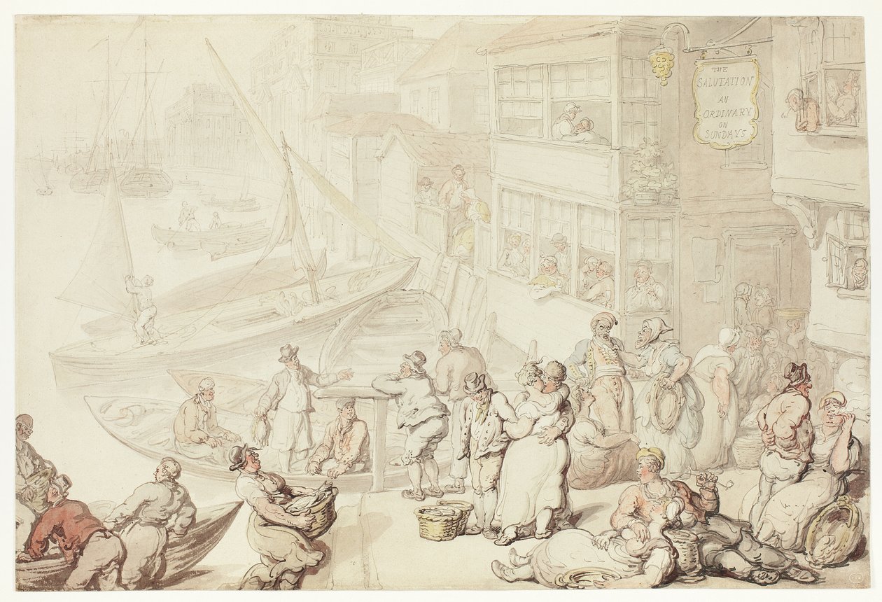 Fora do Salutation Inn, Greenwich de Thomas Rowlandson