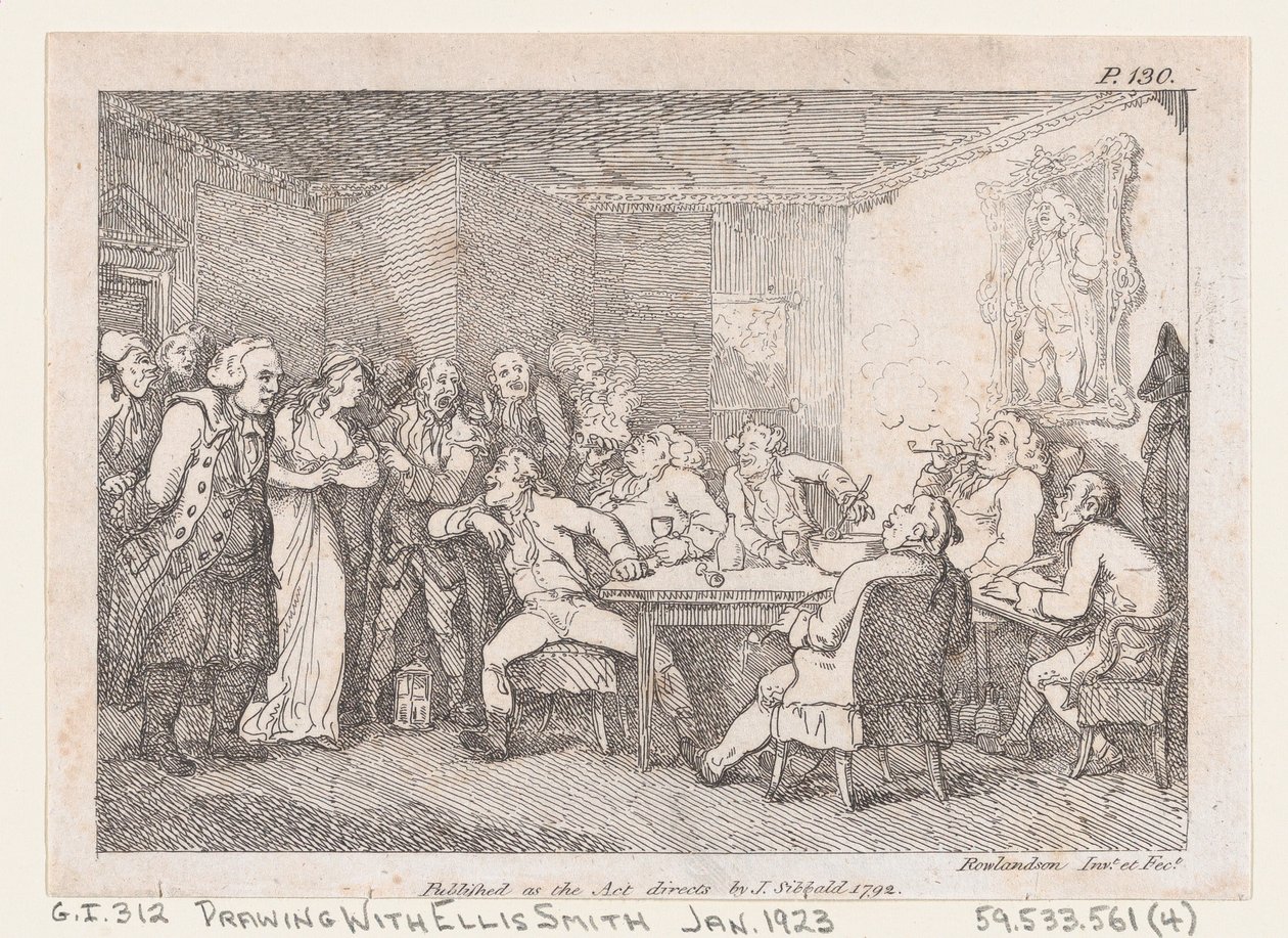 Parson Adams & Fanny examinados como culpados perante a Justiça do país, de The Adventures..., 1792. de Thomas Rowlandson