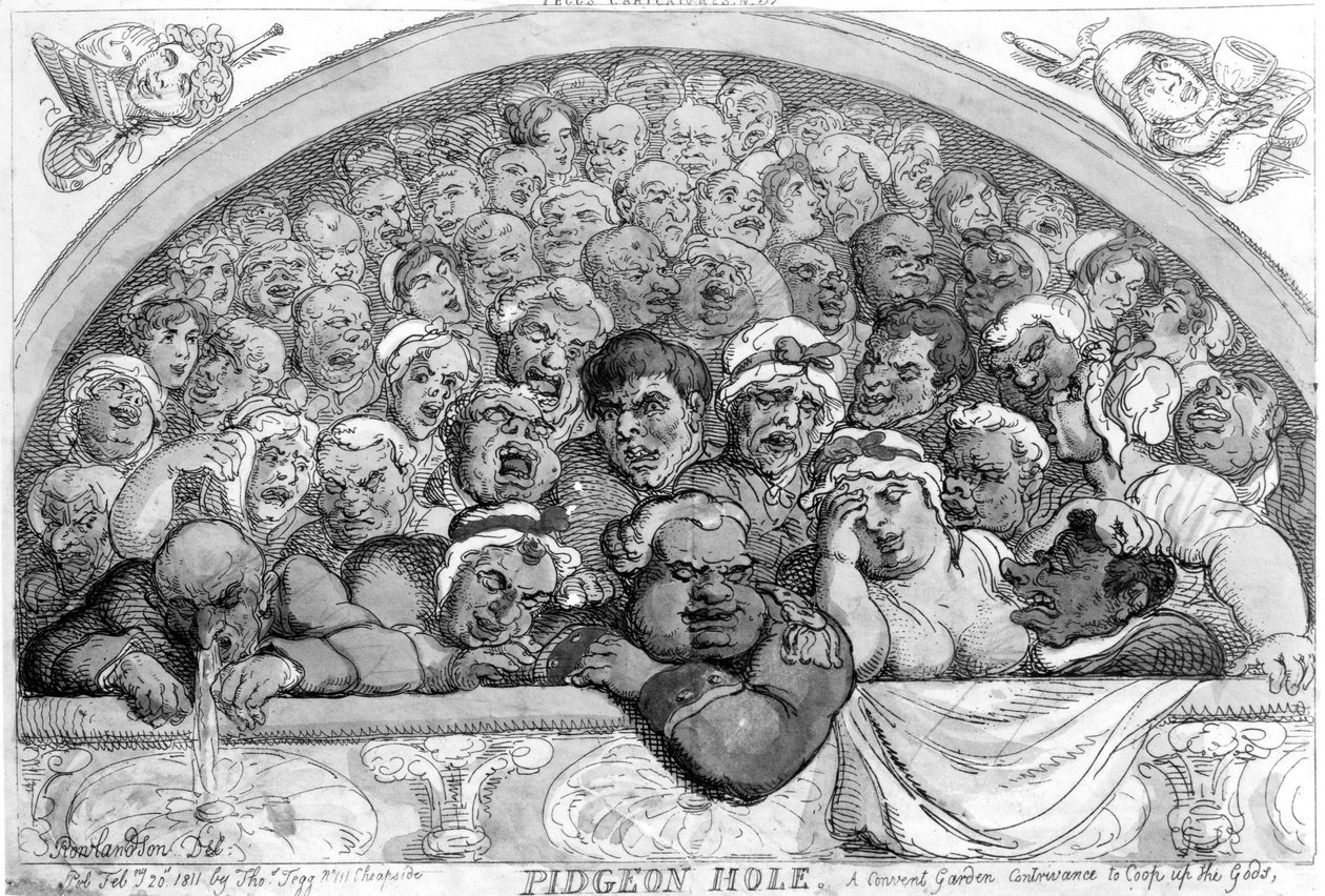 Pidgeon Hole - Um Convento [sic] Jardim para cooptar os deuses, 1811 de Thomas Rowlandson