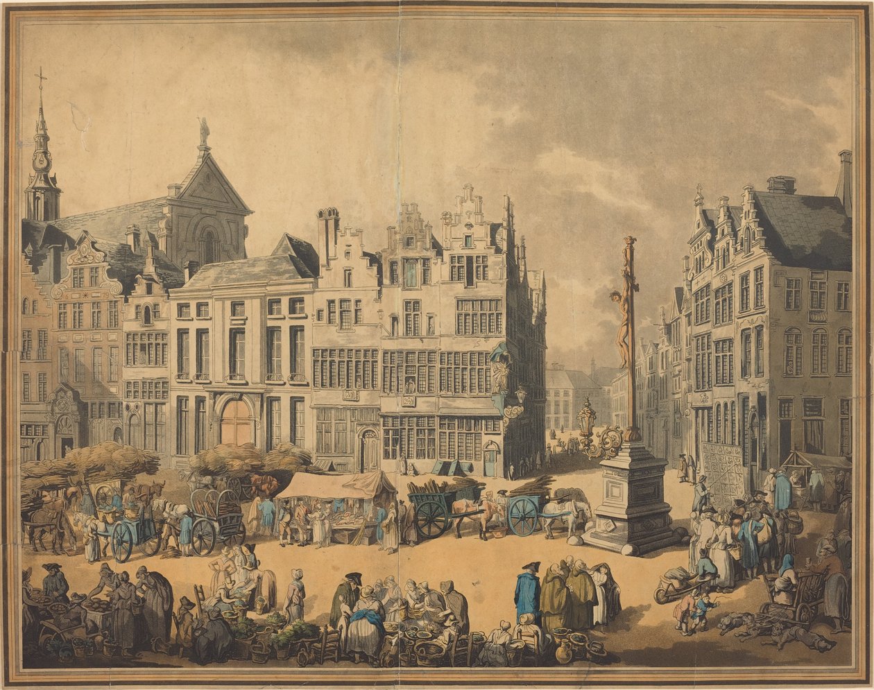 Place de Meir em Antuérpia de Thomas Rowlandson