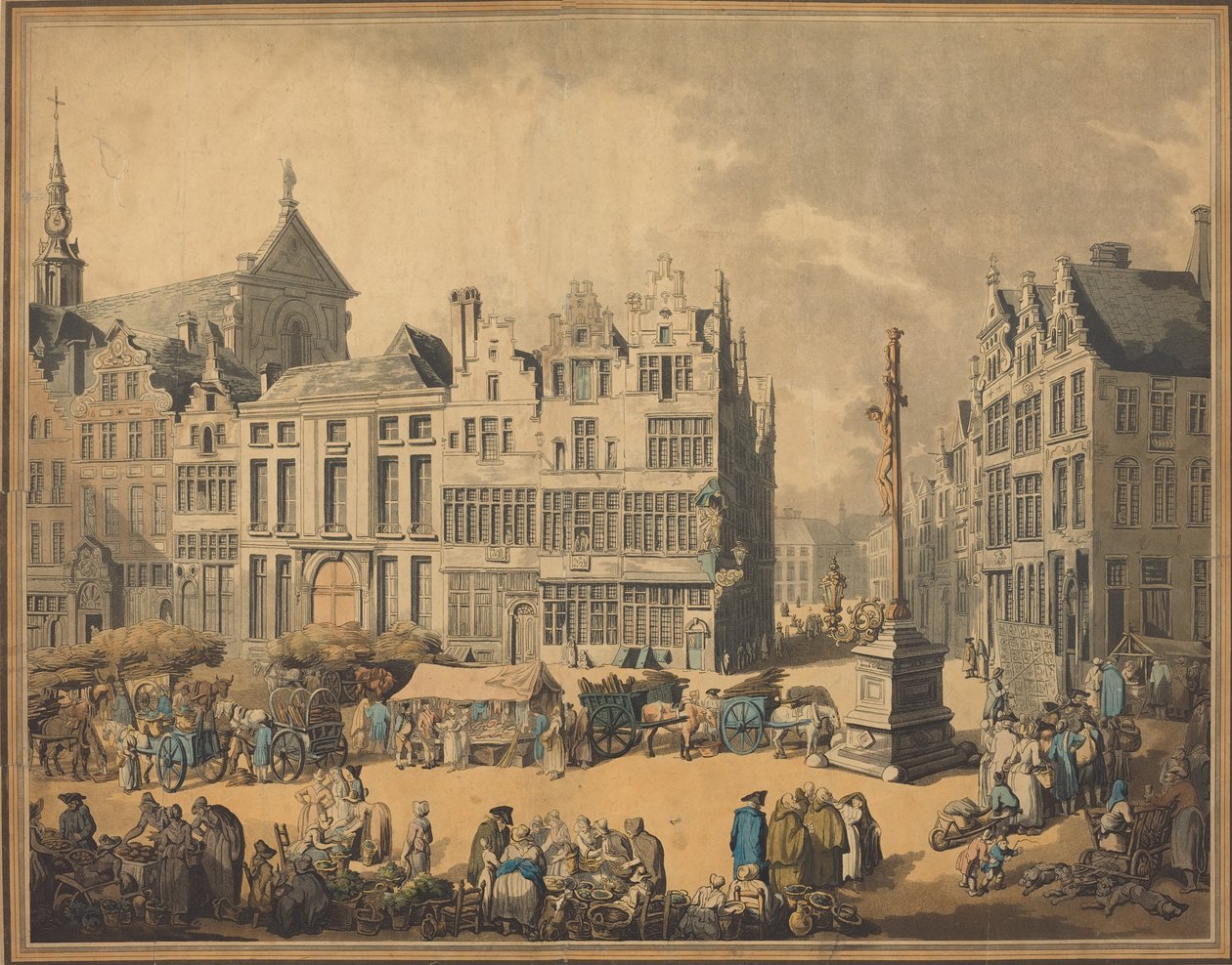 Place de Meir em Antuérpia, 1797. de Thomas Rowlandson