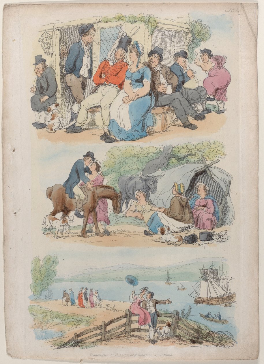 Placa 4: Recrutamento, de World in Miniature, 1816., 1816. de Thomas Rowlandson