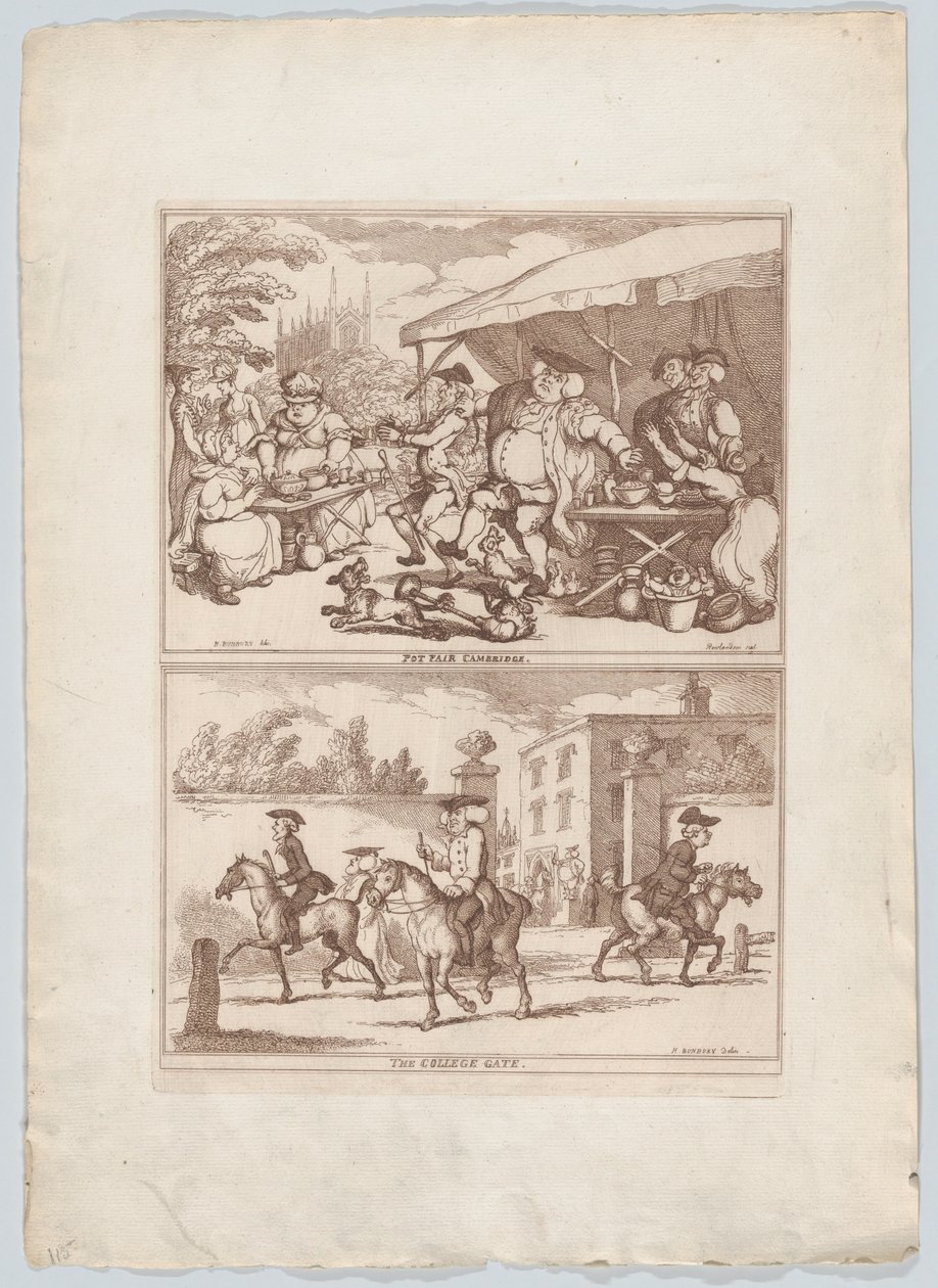 Pot Fair Cambridge e The College Gate, 1780-90., 1780-90. de Thomas Rowlandson