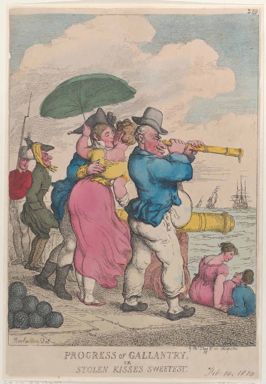 Progresso de galanteria ou beijos roubados mais doces, 14 de fevereiro de 1814., 14 de fevereiro de 1814. de Thomas Rowlandson