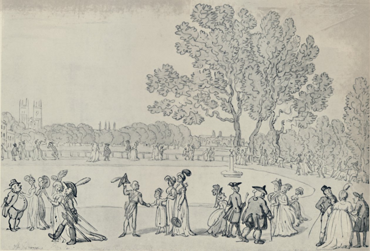 Passeio no parque verde, 1808, 1920 de Thomas Rowlandson