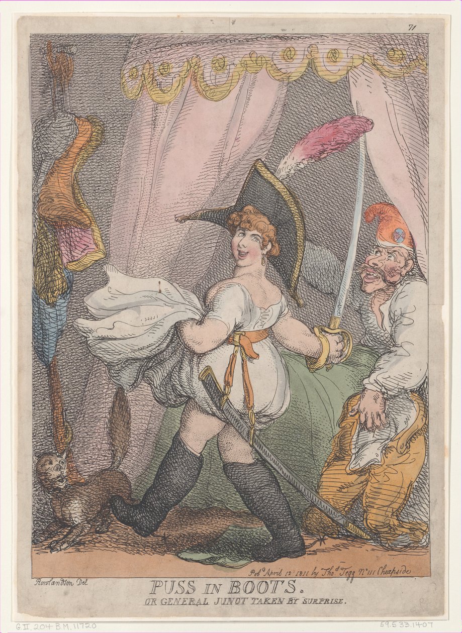 Gato de Botas ou General Junot Tomado de Surpresa, 12 de abril de 1811., 12 de abril de 1811. de Thomas Rowlandson
