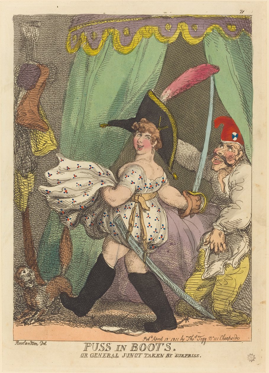 Gato de Botas, ou General Junot pego de surpresa de Thomas Rowlandson