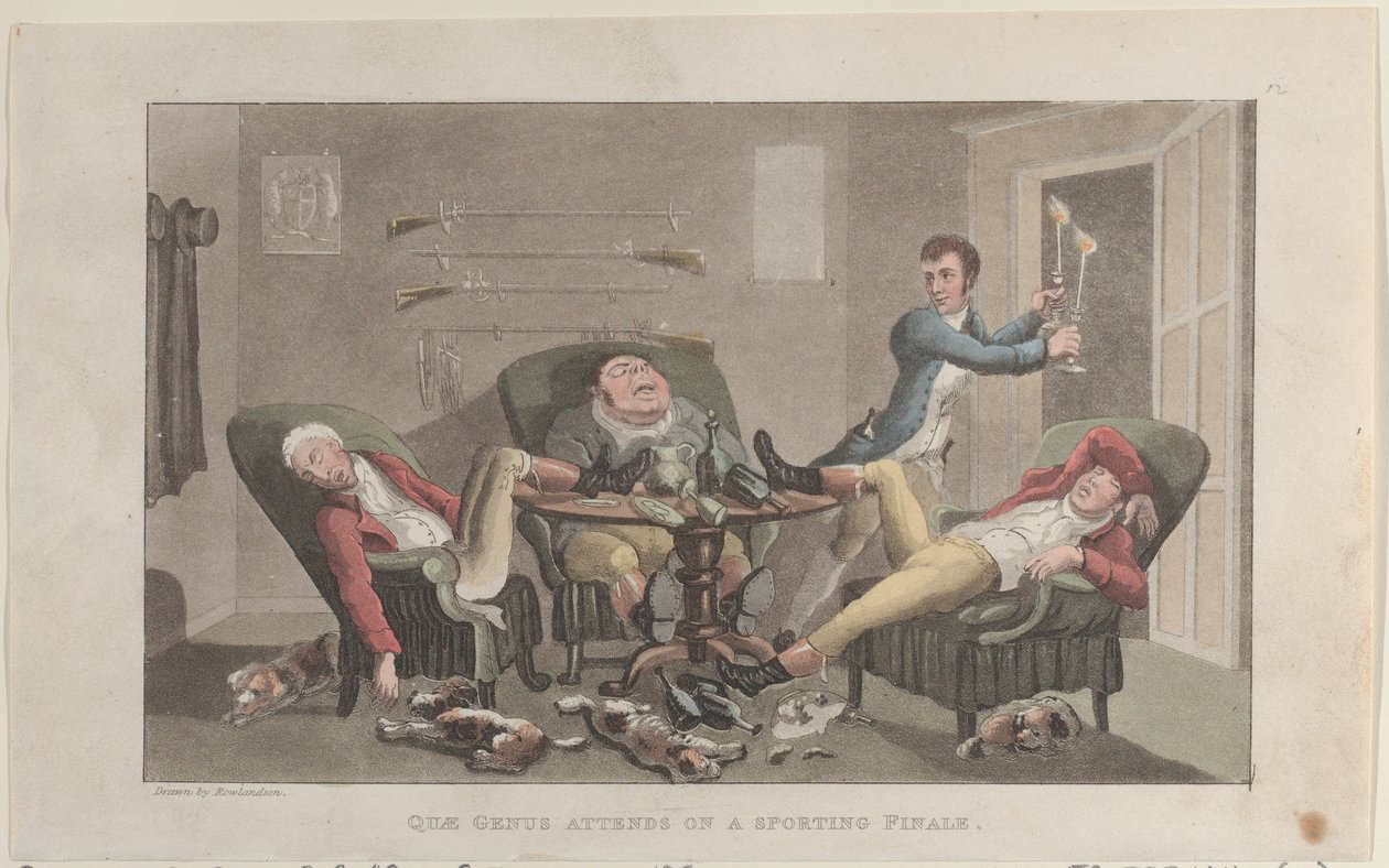A família assiste a um final esportivo, de The History of Johnny Who Knee..., 1 de dezembro de 1821 de Thomas Rowlandson