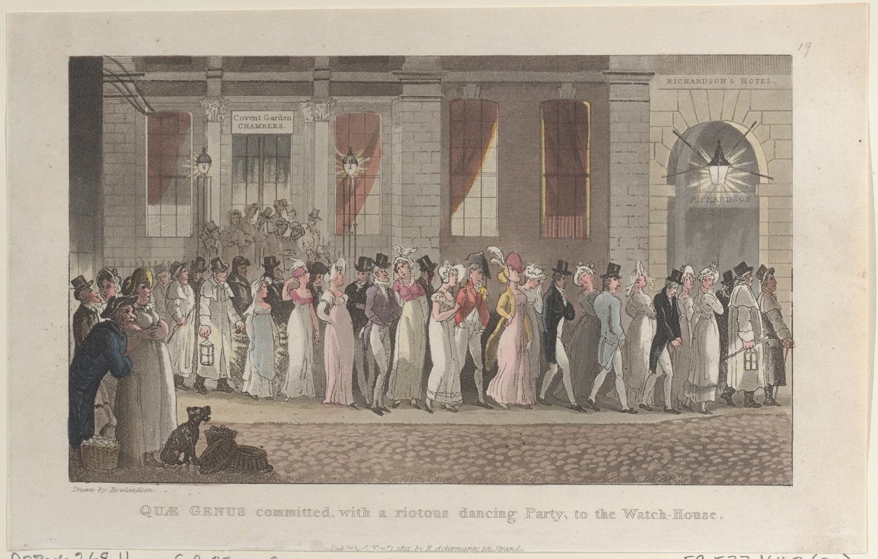 Quae Genus Comprometido, com uma Festa Dançante Descontrolada, à Sentinela, desde ..., 1º de novembro de 1821. de Thomas Rowlandson