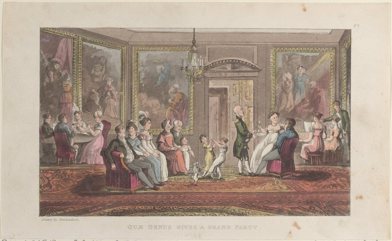 Quae Genus dá uma grande festa, de The History of Johnny Quae Genus, The Li..., 1 de fevereiro de 1822. de Thomas Rowlandson