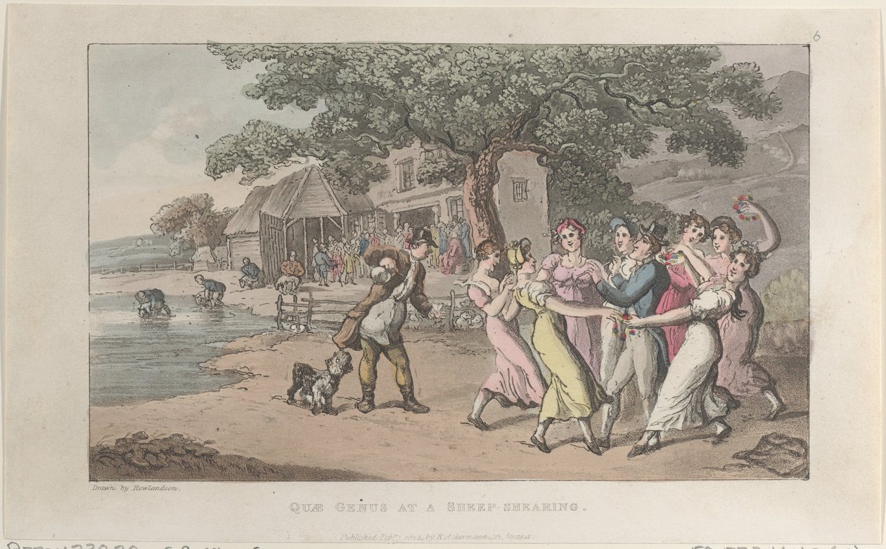Quae Genus at a Sheep-shearing, de The History of Johnny Quae Genus, The Li..., 1 de fevereiro de 1822. de Thomas Rowlandson
