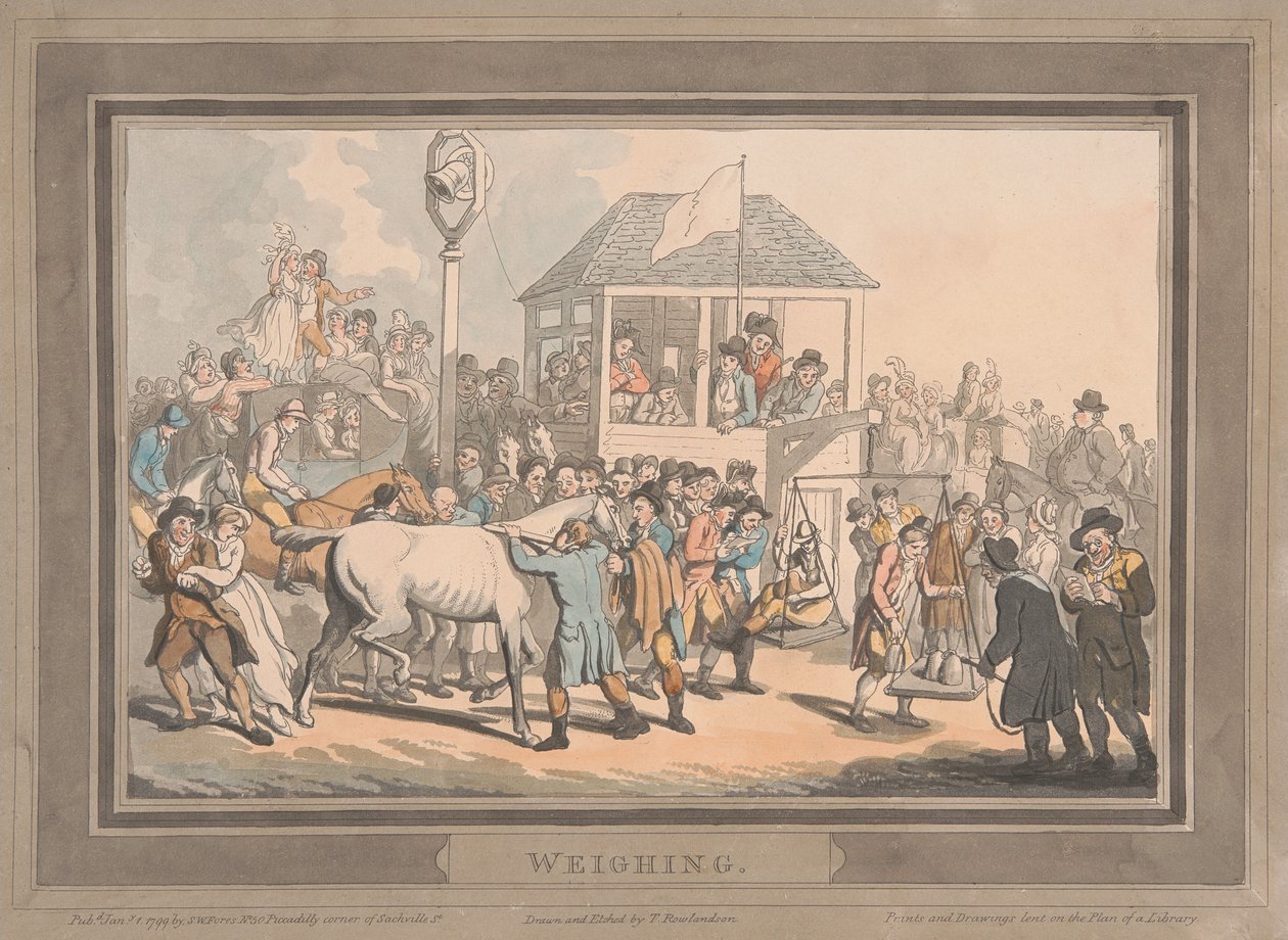 Corridas [conjunto de seis]:  2. Pesagem de Thomas Rowlandson