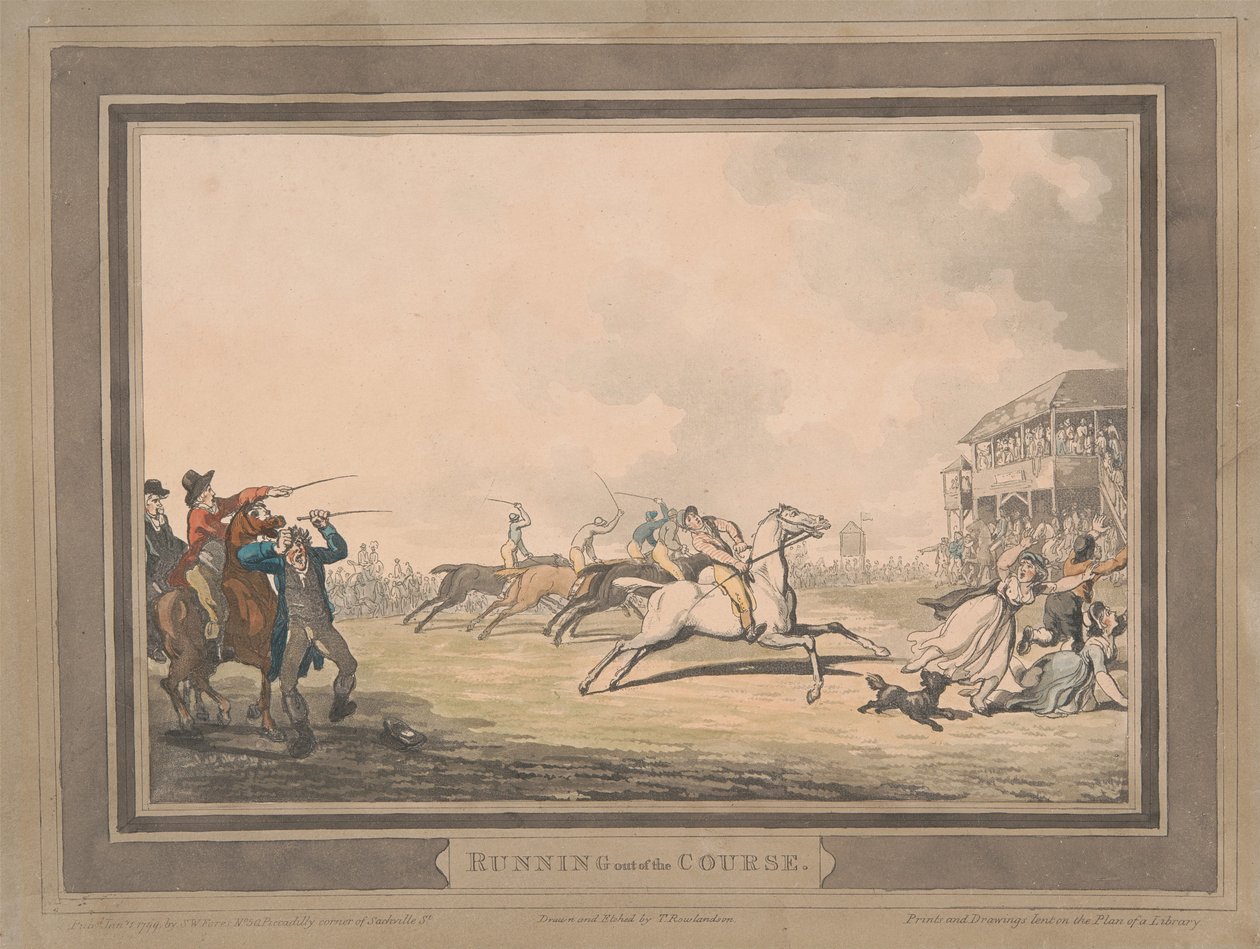 Corrida [conjunto de seis]:  5. Sair da pista de Thomas Rowlandson