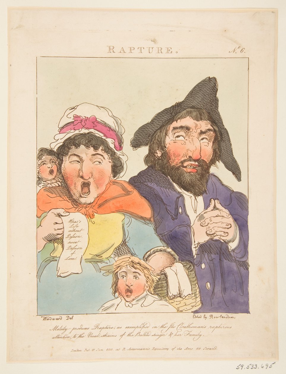 Arrebatamento Le Brun Travested, ou Caricaturas das Paixões, 21 de janeiro de 1800. de Thomas Rowlandson