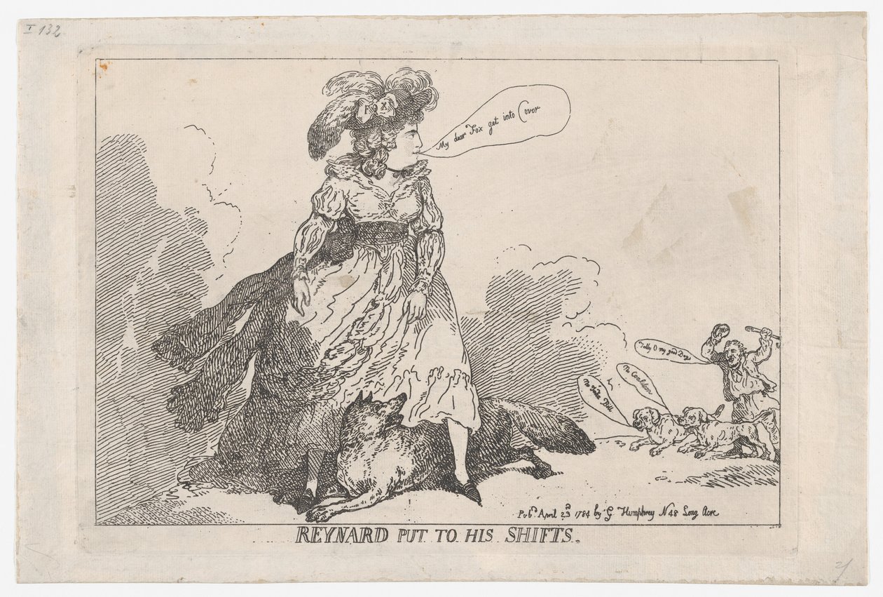 Reynard em seus turnos, 23 de abril de 1784., 23 de abril de 1784. de Thomas Rowlandson