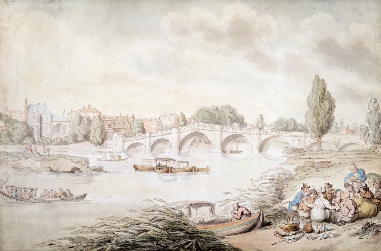 Ponte de Richmond, Londres, c1780-c1820 de Thomas Rowlandson