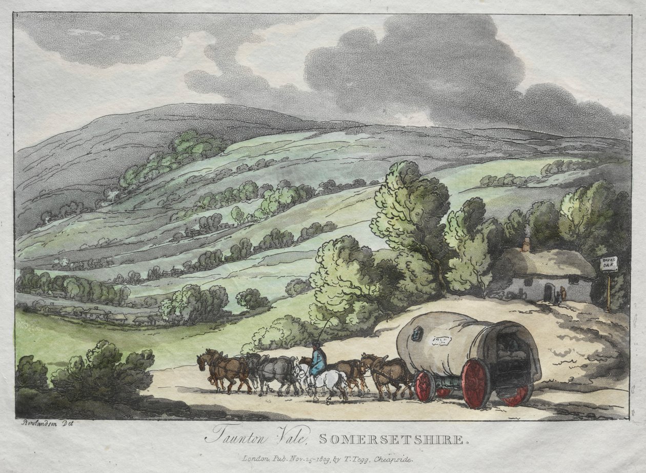 Esboços de Rowlandsons da natureza: Taunton Vale, Somersetshire, 1809. de Thomas Rowlandson