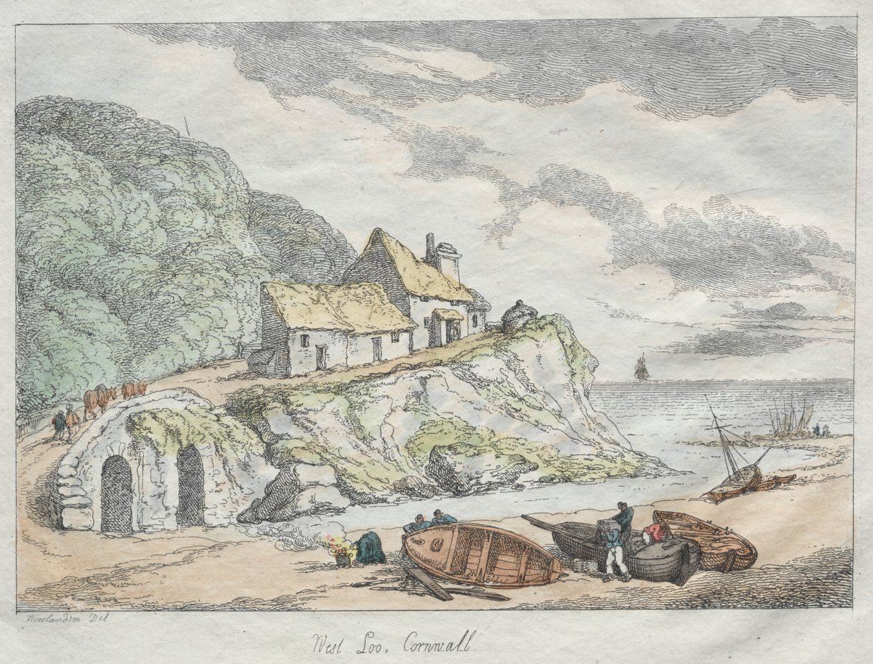 Esboços de Rowlandsons da natureza: West Loo, Cornwall, 1822. de Thomas Rowlandson