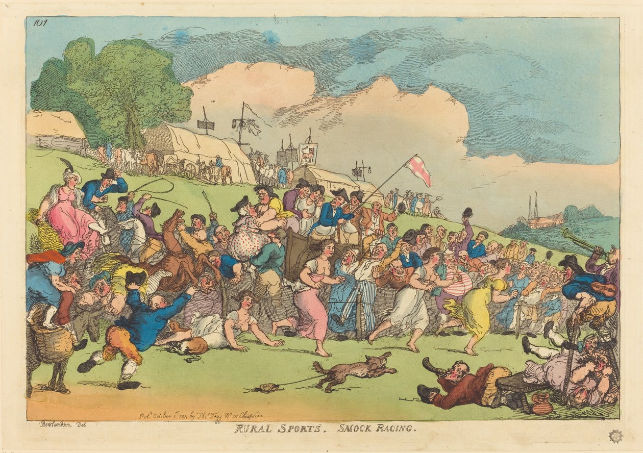Esportes Rurais. Corrida de bata de Thomas Rowlandson